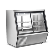 Bonvue AMS-15DD 3-level double-door angle meat and seafood deli display with chilled storage