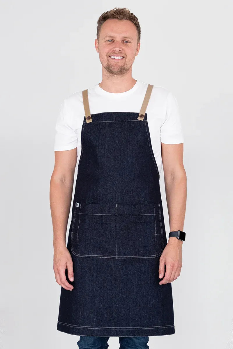 Aussie Chef Archie Denim with Coffee Straps Apron