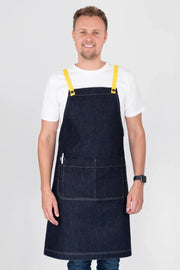 Aussie Chef Archie Denim with Lemon Yellow Straps Apron