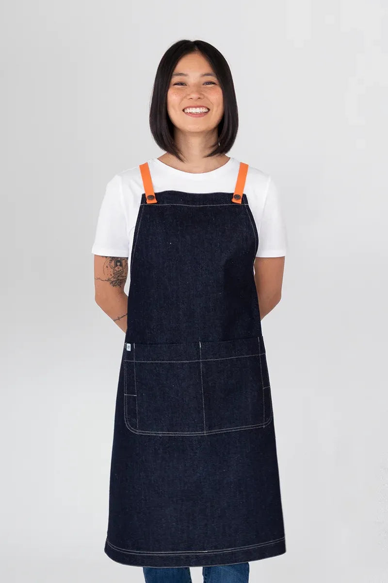 Aussie Chef Archie Denim with Orange Straps Apron