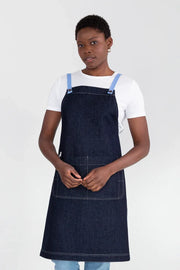 Aussie Chef Archie Denim with Sky Blue Straps Apron