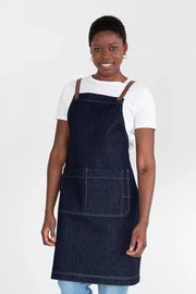 Aussie Chef Archie Denim with Tan Brown Straps Apron