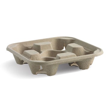 BIOPAK 4-Cup Pulp BioCup Tray 300 Units