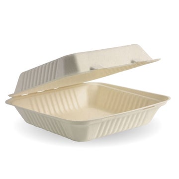 Bio Pack 23x23x8cm / 9x9x3" Natural Plant Fibre Clamshell