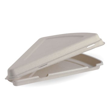 BIOPAK 28x16x4cm / 9" Natural Plant Fibre Pizza Slice Clamshell 250 Units - Hospitality Connect