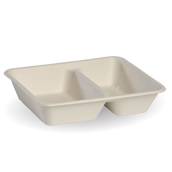BIOPAK 2-Compartment Natural Plant Fibre Takeaway Base 500 units - Hospitality Connect