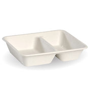 BIOPAK 2-Compartment White Plant Fibre Takeaway Base 500 units - Hospitality Connect