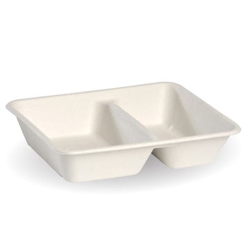 BIOPAK 2-Compartment White Plant Fibre Takeaway Base 500 units - Hospitality Connect