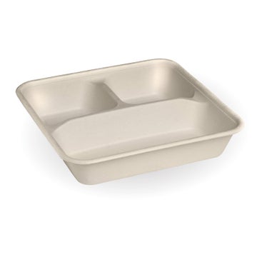 BIOPAK 3-Compartment Large Natural Plant Fibre Takeaway Base 300 Units - Hospitality Connect
