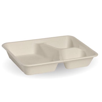 BIOPAK 3-Compartment Natural Plant Fibre Takeaway Base 500 Units - Hospitality Connect