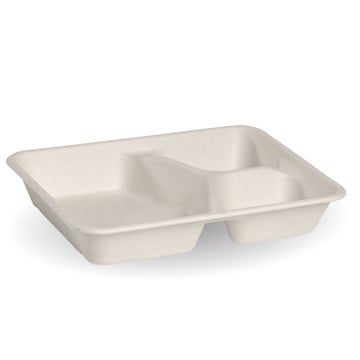 BIOPAK 3-Compartment White Plant Fibre Takeaway Base 500 Units - Hospitality Connect