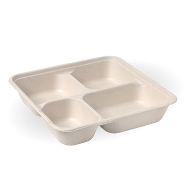 BIOPAK 4-Compartment Large Natural Plant Fibre Takeaway  300 Units - Hospitality Connect