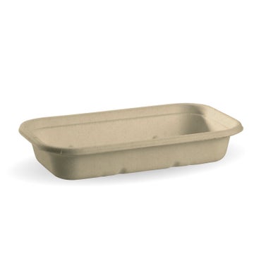 BIOPAK  233x165cm/ 9.2x6.5" Rectangular Oval Plant Fibre Plate 500 Units