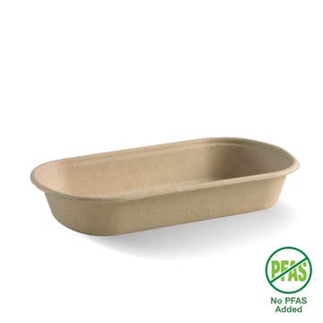 BioPak 1,000ml plant fibre food tray showing sturdy, eco-friendly biodegradable tray ideal for packaging food in bulk.
