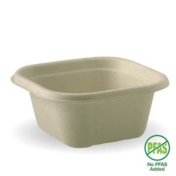 Biopak 480ml natural plant fibre takeaway container, eco-friendly base box for food delivery, 600-pack