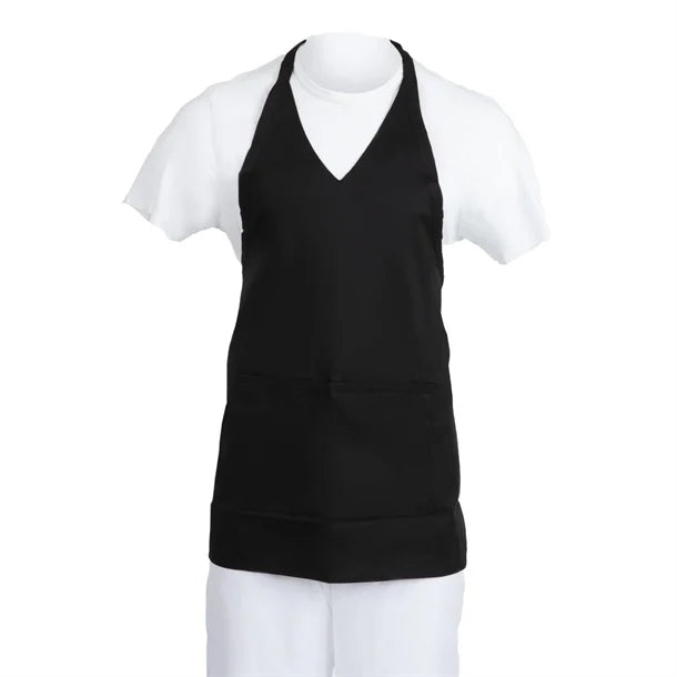 Whites Chefs Whites V Neck Service Apron - BlackB128 - Hospitality Connect