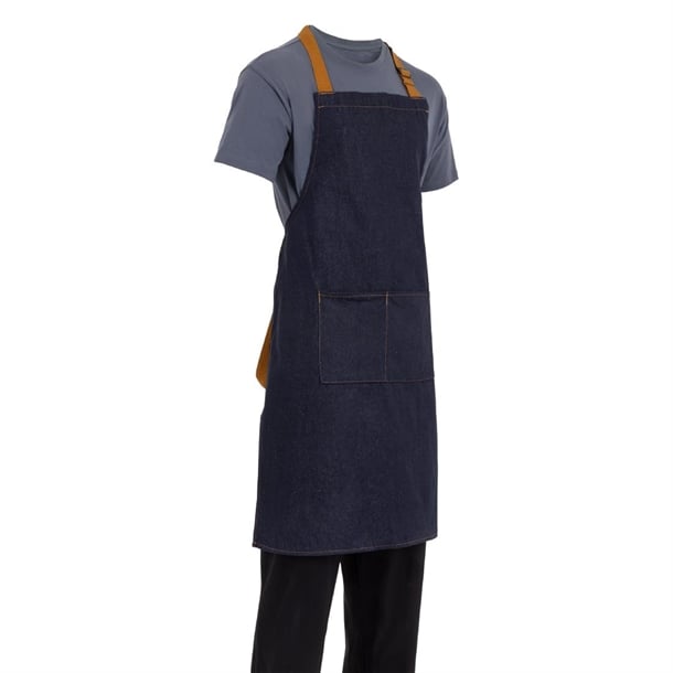 Southside Bib Apron Denim Blue (Tan Ties) - 700x1000mm