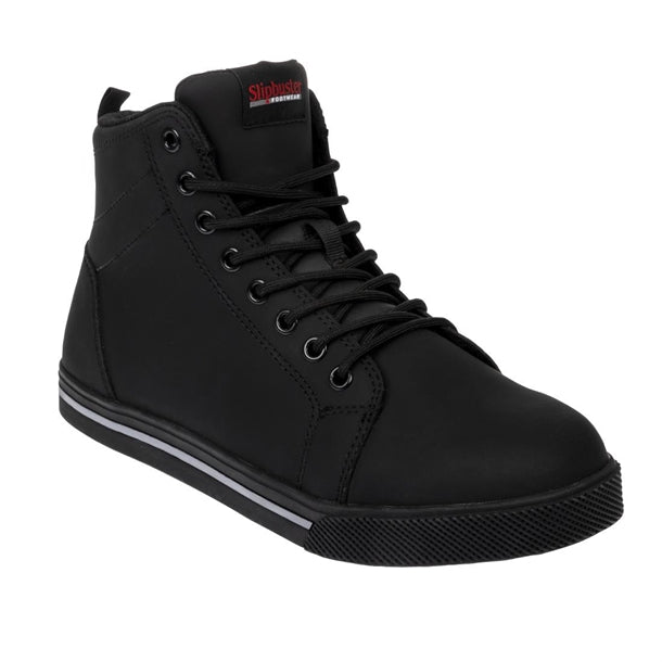 Slipbuster Safety Hi Top - Black Matte Microfibre - Size 37