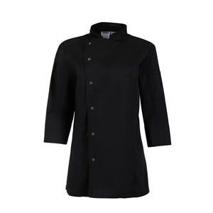 Whites Chefs Whites Ladies Fitted Jacket Black - Size SBA110-S - Hospitality Connect