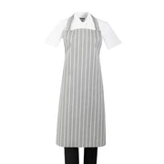 Whites Chefs Whites Bib Apron Grey/White Butchers Stripe - 28-38"BA111 - Hospitality Connect
