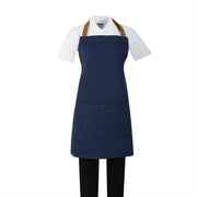 Southside Short Length Bib Apron Denim Blue (Tan Ties) - 780x700mm
