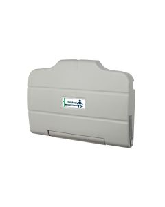 3Monkeez horizontal baby change station with antimicrobial ABS plastic, built-in shelf, suitable for washroom use.