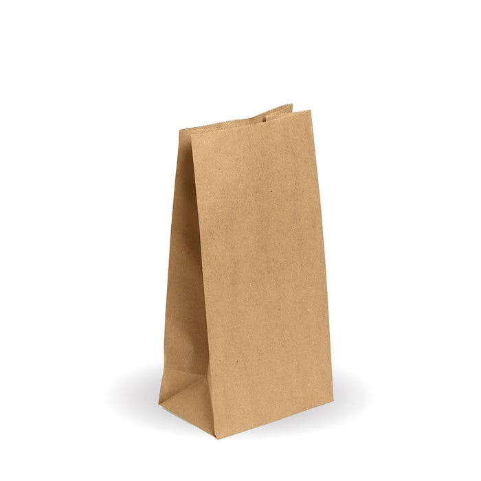 Biopak #8 SOS paper bag in kraft, 157x310x100mm, displayed flat with open top, ideal for food packaging, box of 1000.