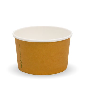 BioPak 240ml ice cream bio cup, 8oz size, with 90mm diameter, stack of 1000 biodegradable ice cream cups.