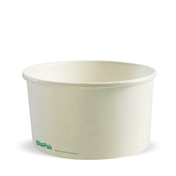 BIOPAK 430-950ml / 12-32oz White PLA BioBowl Lid 400 Units - Hospitality Connect