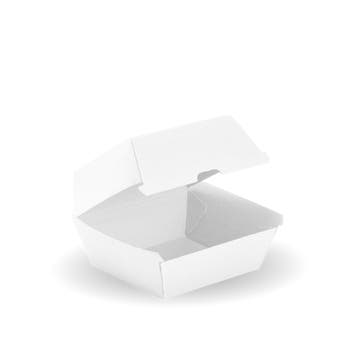 BioPak Biopak takeaway burger box, white paper packaging, 178x160x70mm, designed for hot food takeaway, 150-pack