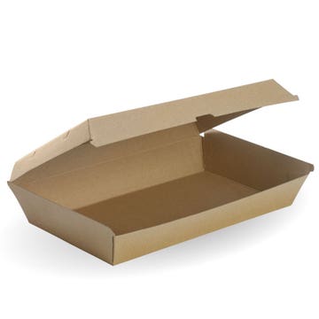 BioPak Biopak Family Takeaway Box, 290x170x85mm, sturdy food container in a pack of 100, ideal for food takeaway and delivery.