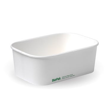 Biopak 750ml White BioBoard Takeaway Base 300 Units - Hospitality Connect