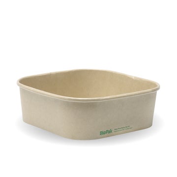 BIOPAK 1,000ml Kraft BioBoard Square Takeaway Base 300 Units