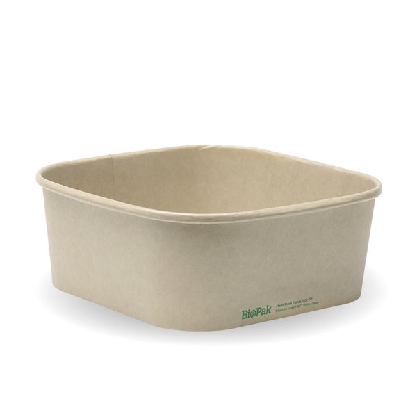 BIOPAK 1,200ml Kraft BioBoard Square Takeaway Base 300 Units - Hospitality Connect
