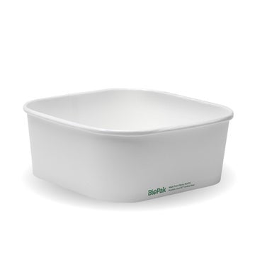 BIOPAK 1,200ml White BioBoard Square Takeaway Base 300 Units