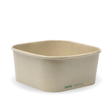 BIOPAK 1,400ml Kraft BioBoard Square Takeaway Base 300 Units