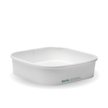 Biopak 750ml White BioBoard Square Takeaway Base 300 Units - Hospitality Connect