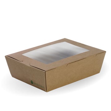 Biopak Large BioBoard Lunch Box With Window  200 units