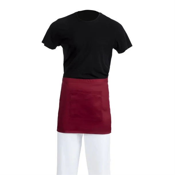 Whites Chefs Whites Short Bistro Apron Burgundy - 750x373mm 29.5x14.7"BB177 - Hospitality Connect