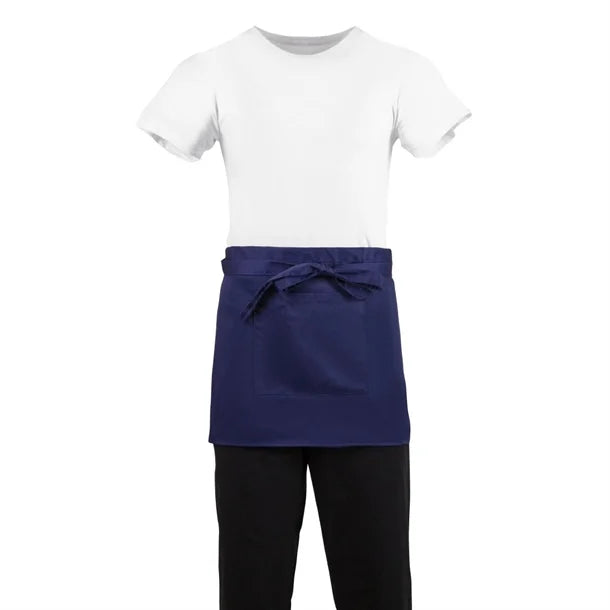Whites Chefs Whites Short Bistro Apron Navy Blue - 750x373mm 29.5x14.7"BB179 - Hospitality Connect