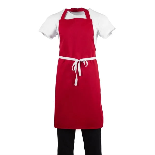 Whites Chefs Whites Bib Apron Polycotton RedBB466 - Hospitality Connect