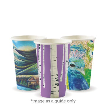 BIOPAK 350ml / 12oz (80mm) Art Series Single Wall BioCup 1000 Units