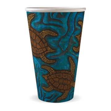 BIOPAK 460ml / 16oz (90mm) Indigenous Art Double Wall BioCup 1000 Units - Hospitality Connect