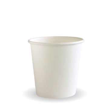 BIOPAK 120ml / 4oz (63mm) White Single Wall BioCup 2000 units - Hospitality Connect