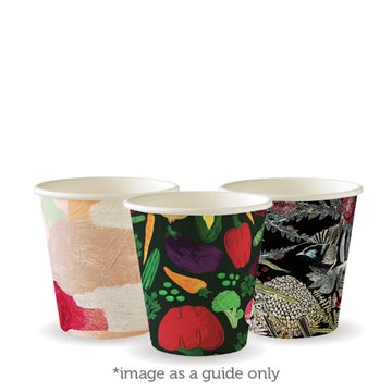 BIOPAK 230ml / 6oz (80mm) Art Series Single Wall BioCup 1000 units - Hospitality Connect