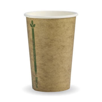 BIOPAK 320ml / 10oz (80mm) Kraft Green Line Single Wall BioCup 1000 Units - Hospitality Connect