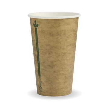 BIOPAK 350ml / 12oz (80mm) Kraft Green Line Single Wall BioCup 1000 units - Hospitality Connect