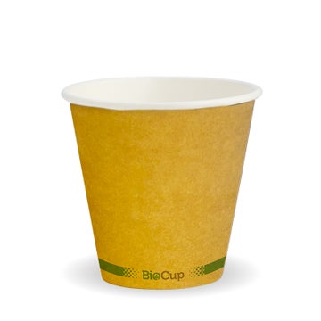 BIOPAK 280ml / 8oz (90mm) Kraft Green Stripe Single Wall BioCup 1000 Units - Hospitality Connect