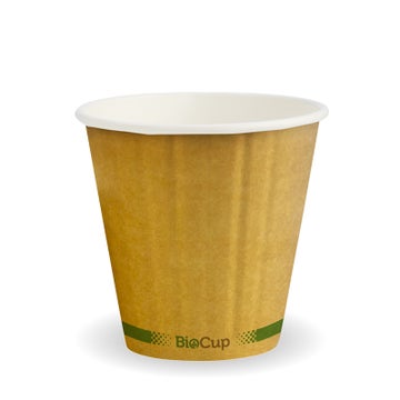 BIOPAK 295ml / 8oz (90mm) Kraft Green Stripe Double Wall BioCup 1000 Units - Hospitality Connect