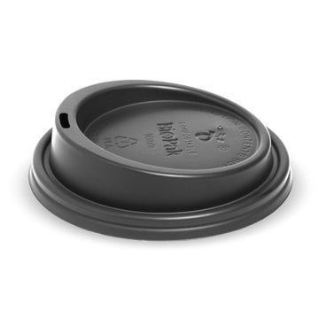 BIOPAK 90mm Large Black PLA BioCup Lid 1000 Units - Hospitality Connect